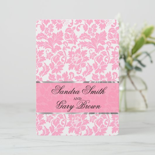 Elegante roze en witte bloemendamas bruiloft kaart (Staand voorkant)