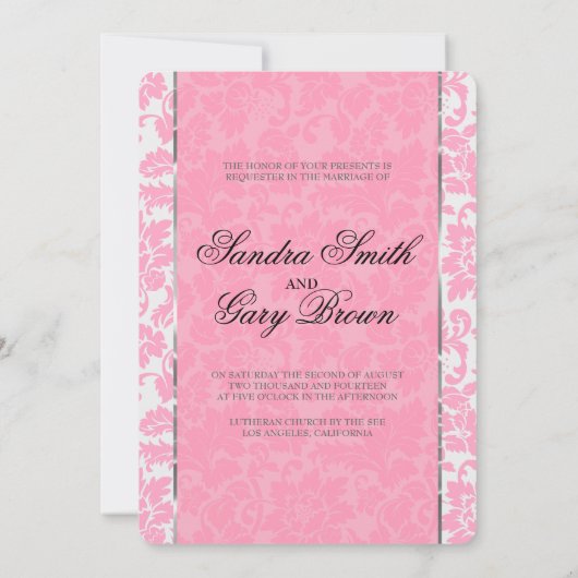 Elegante roze en witte bloemendamas bruiloft kaart (Achterkant)