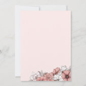 Elegante roze en witte bloemige trouwuitnodiging kaart (Achterkant)