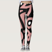 Elegante roze en witte Boho-vormen Leggings (Voorkant)