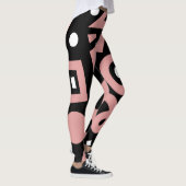 Elegante roze en witte Boho Vormen Leggings (Rechts)