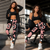 Elegante roze en witte Boho-vormen Leggings