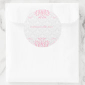 Elegante roze en witte damasks & Swirls 2 Ronde Sticker (Tas)