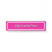 Elegante roze en witte gepersonaliseerde naam Bord