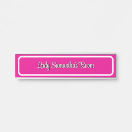 Elegante roze en witte gepersonaliseerde naam Bord Deurbordje