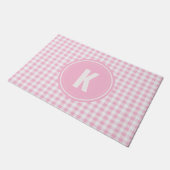 Elegante roze en witte geruite monogram deurmat (Schuin)