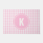 Elegante roze en witte geruite monogram deurmat (Voorkant)