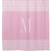 Elegante roze en witte gingham monogram douchegordijn (Voorkant)