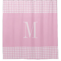 Elegante roze en witte gingham monogram