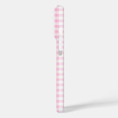Elegante roze en witte gingham patroon monogram Case-Mate iPhone case (Achterkant / Links)