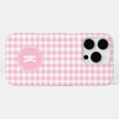 Elegante roze en witte gingham patroon monogram Case-Mate iPhone case (Achterkant (horizontaal))
