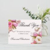 Elegante Roze en Witte Lente Bloemen Waterverf Bedankkaart (Staand voorkant)