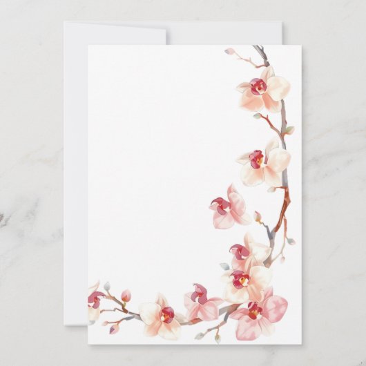Elegante Roze en Witte Orchidee Bruidsborrel Kaart (Achterkant)