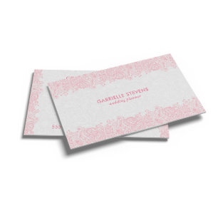 Elegante Roze En Witte Paisley Huwelijksplanner Visitekaartje