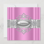 Elegante roze en witte Quinceanera uitnodigingen (Voorkant)