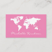 elegante Roze en witte reisagent Wereldkaart Visitekaartje (Voorkant)
