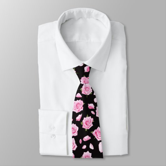 Elegante roze en witte rozen Stropdas (Gebonden)