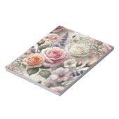 Elegante roze en witte rozenpatroon notitieboekje notitieblok (Linkerzijde)