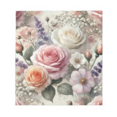 Elegante roze en witte rozenpatroon notitieboekje notitieblok (Voorkant)