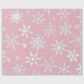 Elegante  roze en witte sneeuwvlokken cadeaupapier (Vlak)