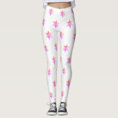 Elegante Roze en Witte Sneeuwvlokken Kerstmis Leggings (Voorkant)
