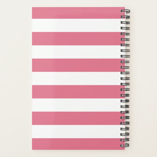 Elegante roze en witte strepen met bloemen planner (Achterkant)