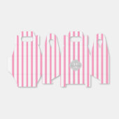 Elegante Roze en Witte Strepen met Monogram Bedankdoosjes (Uitgevouwen)