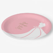 Elegante Roze en Witte Trouwjurk Bruidsborrel Papieren Bordje (Gekanteld)