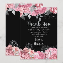 Elegante Roze en Zilveren Bloemen Sweet Sixteen