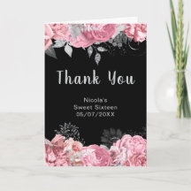 Elegante Roze en Zilveren Bloemen Sweet Sixteen