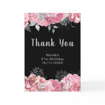Elegante Roze en Zilveren Bloemen Verjaardagsfeest