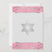 Elegante roze en zilveren filigraan Bat Mitzvah Kaart (Achterkant)
