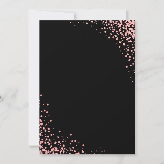 Elegante roze en zwart Roos gouden glitter verjaar Kaart (Achterkant)