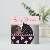 Elegante roze en zwarte baby douche uitnodigingen (Staand voorkant)