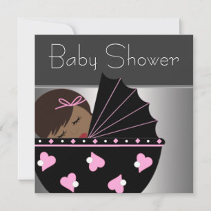 Elegante Roze en Zwarte Baby Shower Kaart