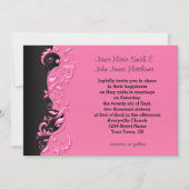 Elegante roze en zwarte bloemige bruiloft uitnodig kaart (Voorkant)