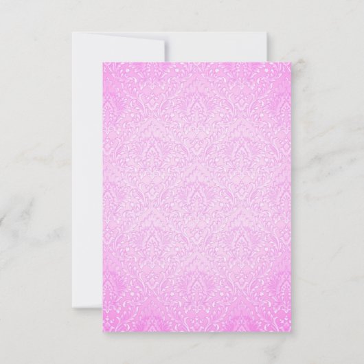 Elegante roze en zwarte Chic Damask RSVP-kaart RSVP Kaartje (Achterkant)