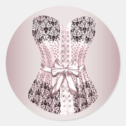 Elegante Roze en Zwarte Corset Stickers (Voorkant)
