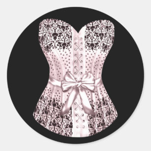 Elegante Roze en Zwarte Corset Stickers