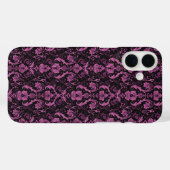 Elegante roze en zwarte Damask -  barok Case-Mate iPhone Case (Achterkant (horizontaal))
