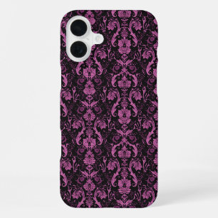 Elegante roze en zwarte Damask - barok iPhone 16 Plus Hoesje