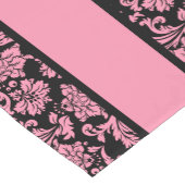 Elegante roze en zwarte damast & strepen korte tafelloper (Hoek)