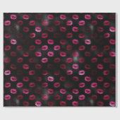 Elegante roze en zwarte glitters-lippenstift Lippe Cadeaupapier (Vlak)