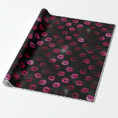 Elegante roze en zwarte glitters-lippenstift Lippe Cadeaupapier (Uitgerold)