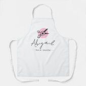 Elegante roze en zwarte schaar kapsalon schort (Voorkant)