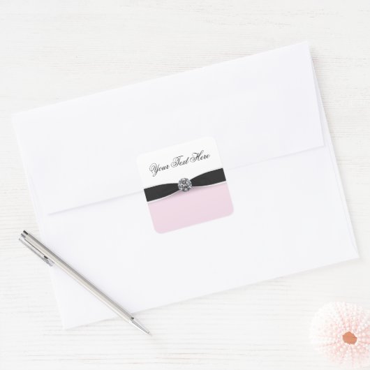 Elegante roze en zwarte Stickers (Envelop)