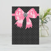 Elegante Roze en Zwarte Stippen Kaart (Staand voorkant)