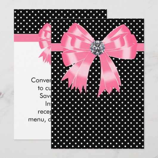 Elegante Roze en Zwarte Stippen Kaart (Voorkant / Achterkant)