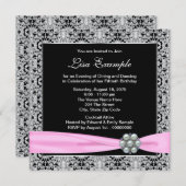 Elegante roze en zwarte vrouwen 50ste verjaardagsf kaart (Voorkant / Achterkant)