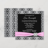 Elegante roze en zwarte vrouwen 50ste verjaardagsf kaart (Voorkant / Achterkant)